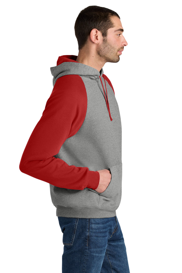 Ox/TrueRed Jerzees Unisex NuBlend Colorblock Raglan Hoodie Sweatshirt 96C