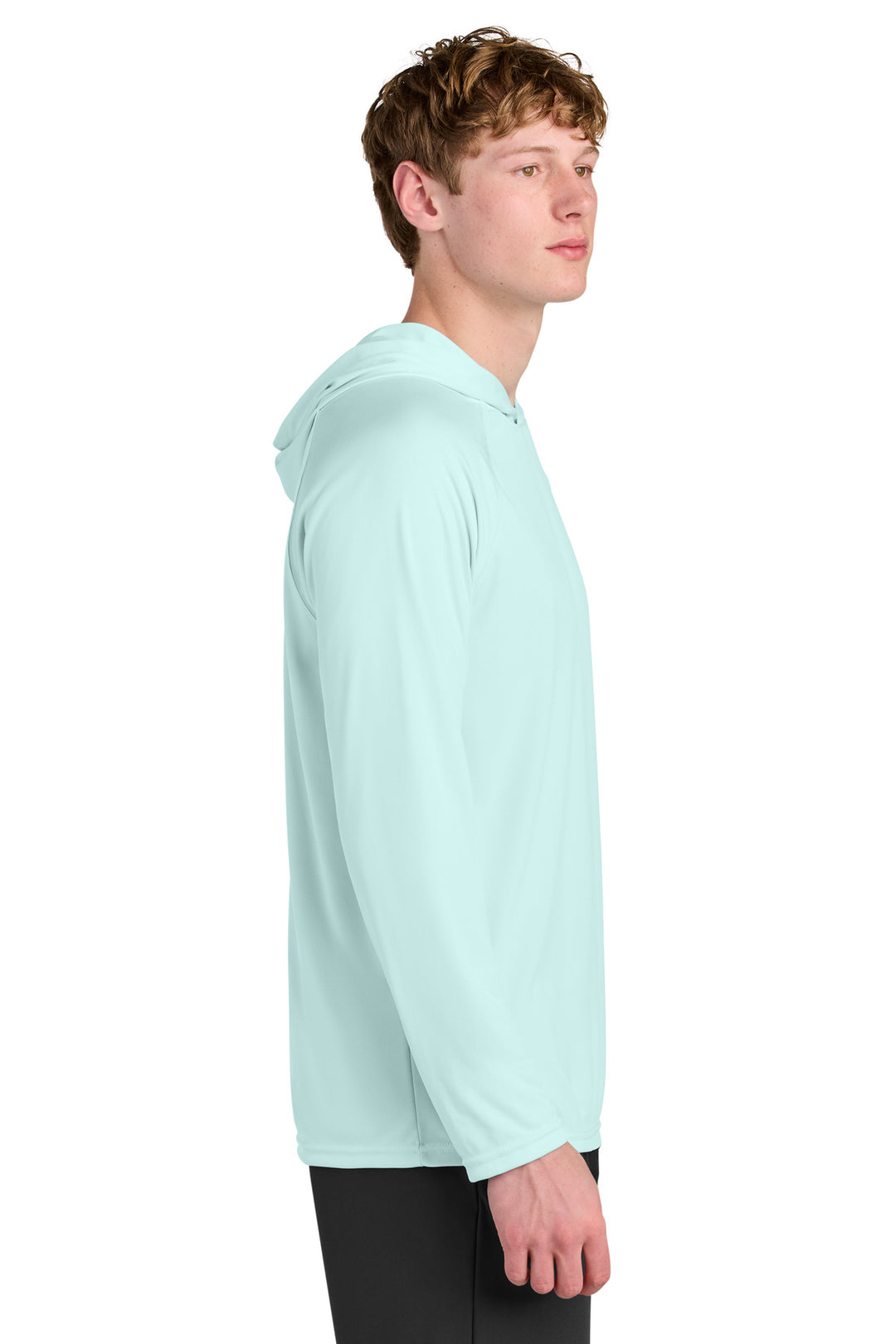 PastelBlue A4 Cooling Performance Long Sleeve Hooded Tee A4N3409