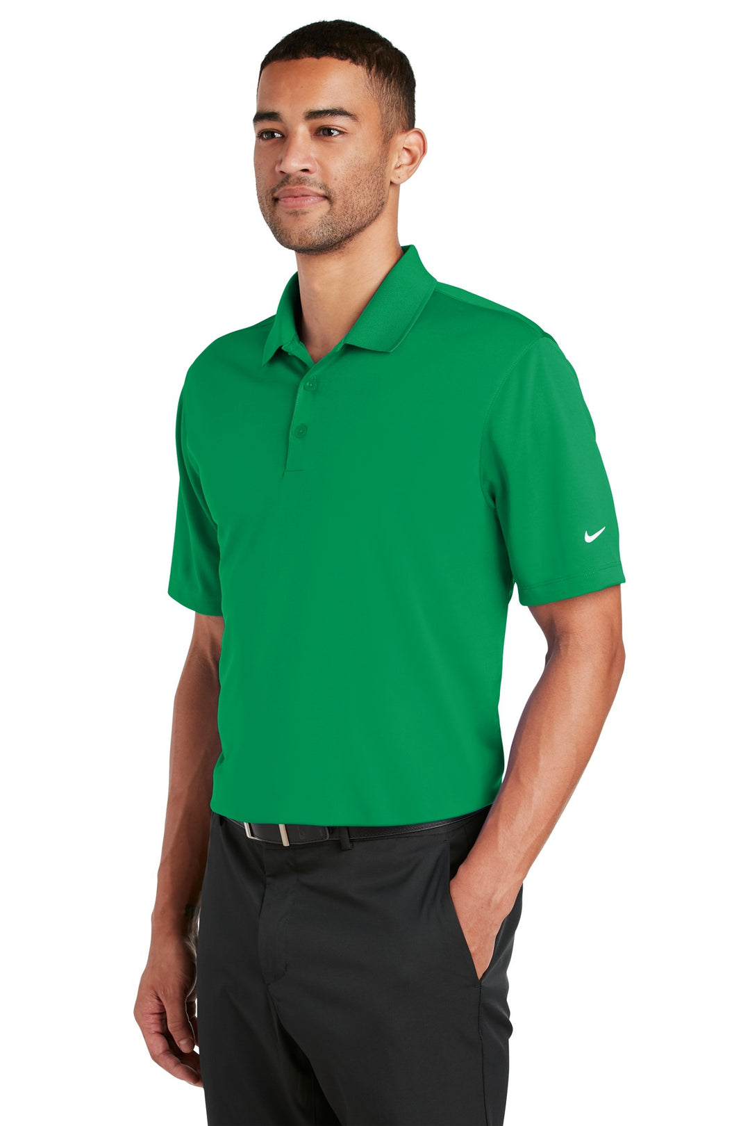 Pine Green Nike Dri-FIT Classic Fit Players Polo with Flat Knit Collar. 838956