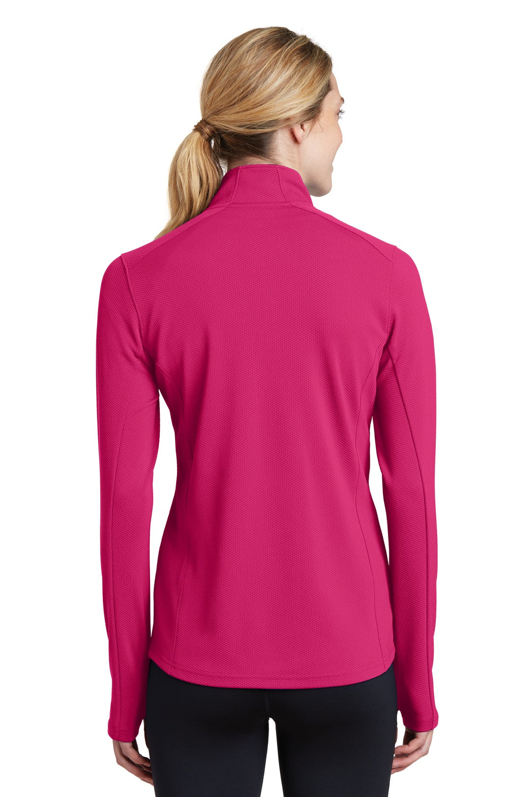 Pink Raspberry Sport-Tek Women's Sport-Wick Textured 1/4-Zip Pullover. LST860