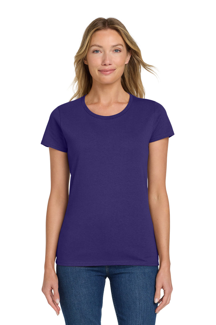 Purple Gildan Women's Heavy Cotton 100% Cotton T-Shirt. 5000L