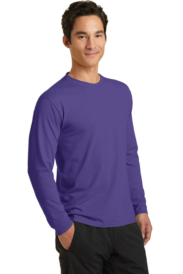 Purple Port & Company Long Sleeve Performance Blend Tee. PC381LS
