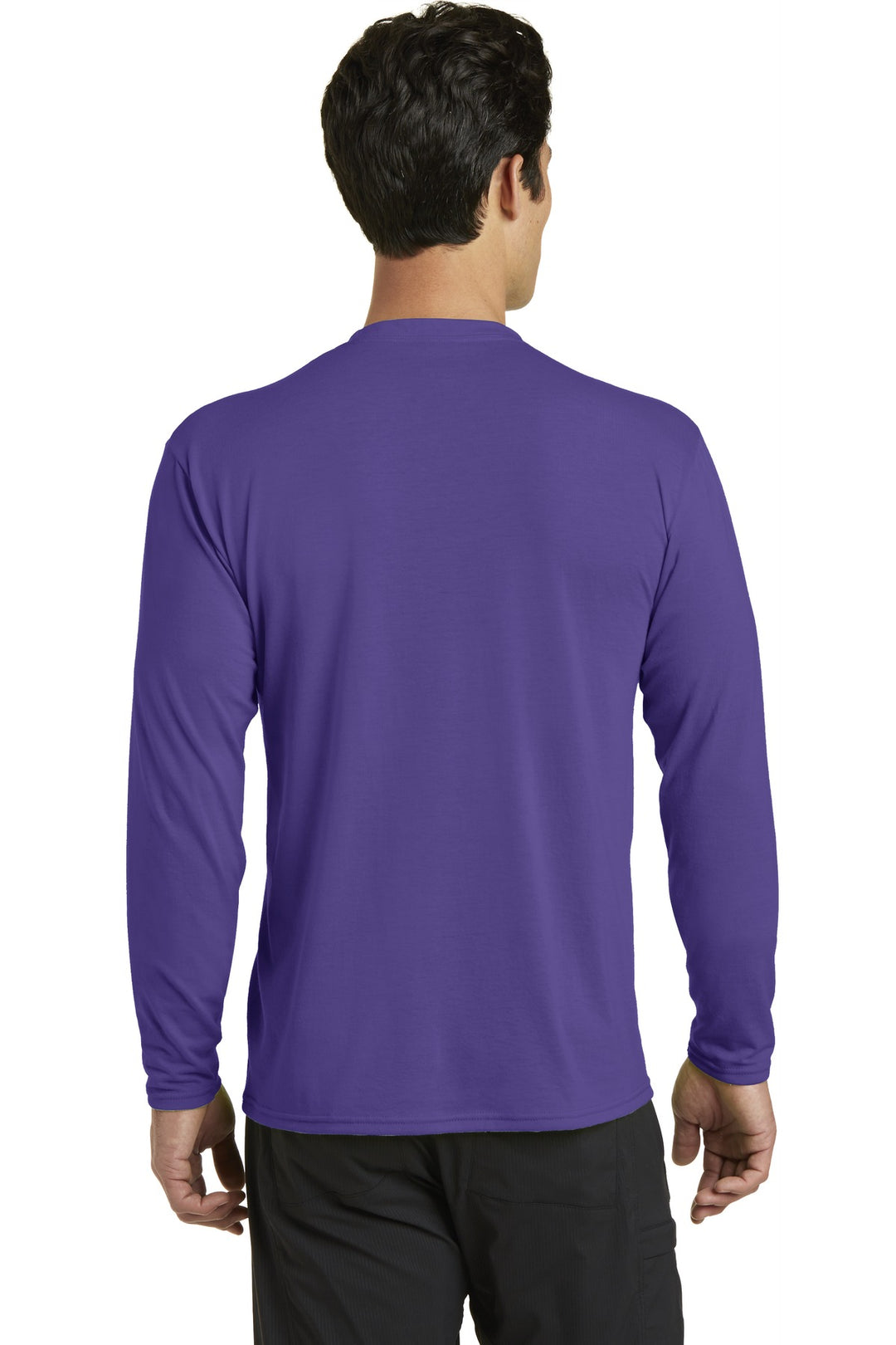 Purple Port & Company Long Sleeve Performance Blend Tee. PC381LS