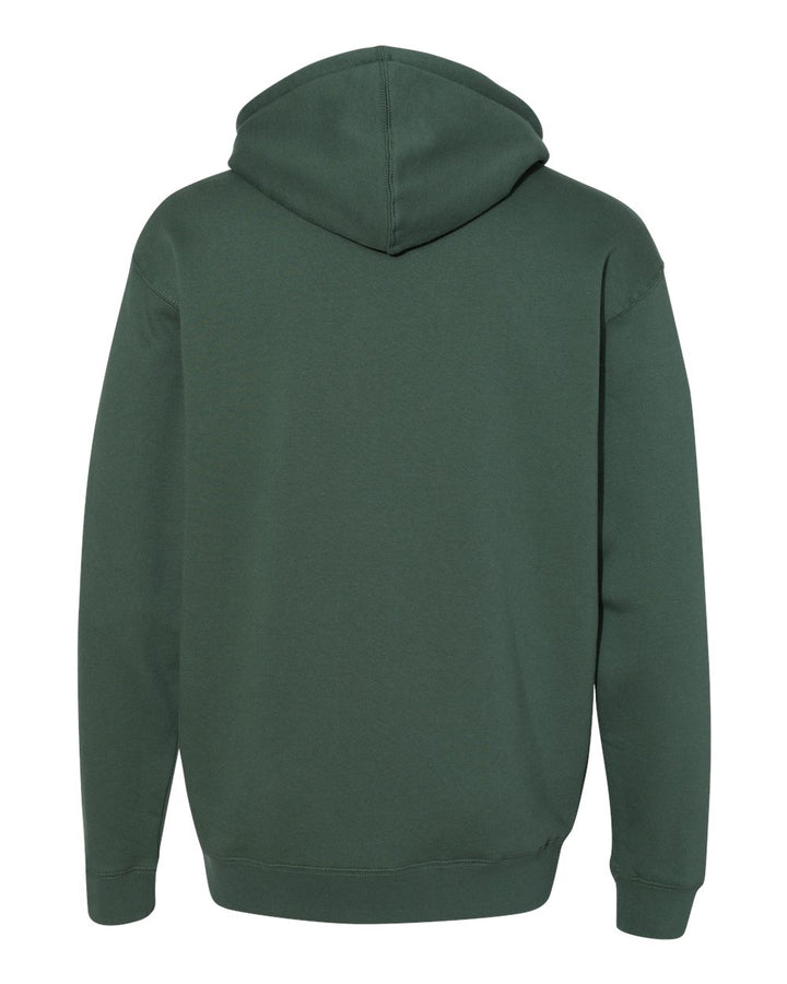 Rear View of Alpine Green Heavyweight Hooded Sweatshirt - IND4000