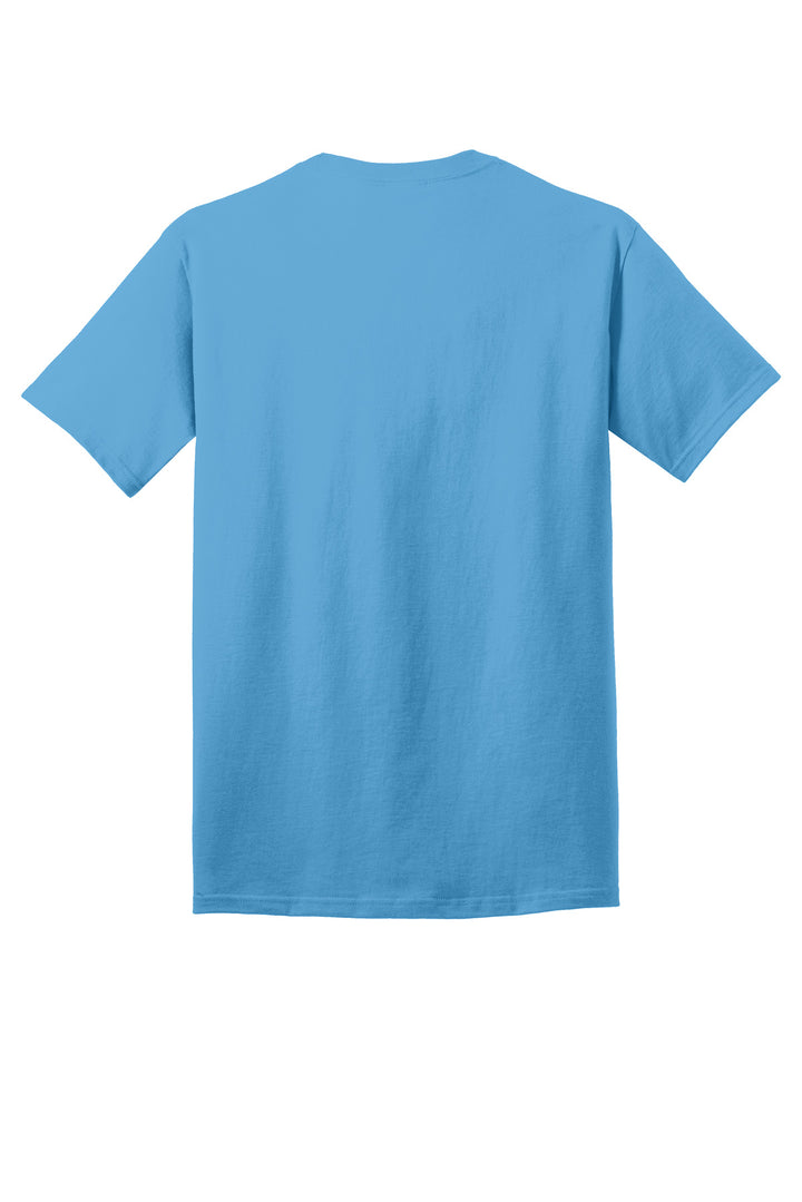 Rear View of Aquatic Blue Port & Company - Core Cotton Tee. PC54