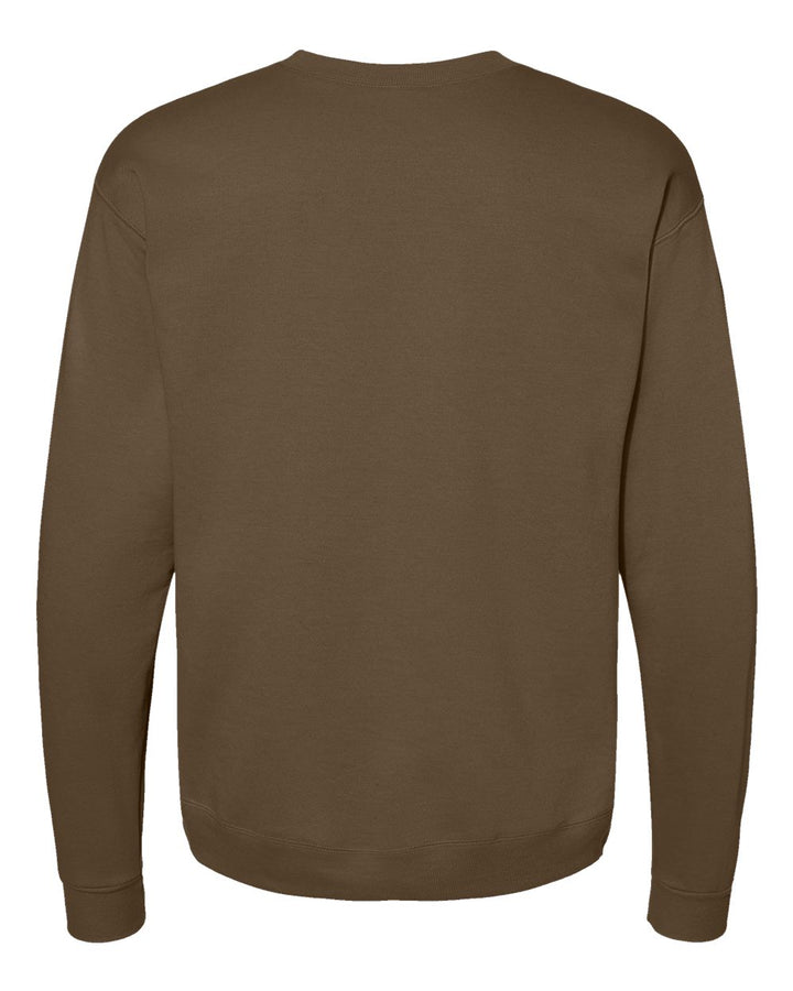 Rear View of Army Brown Ecosmart® Crewneck Sweatshirt - P160
