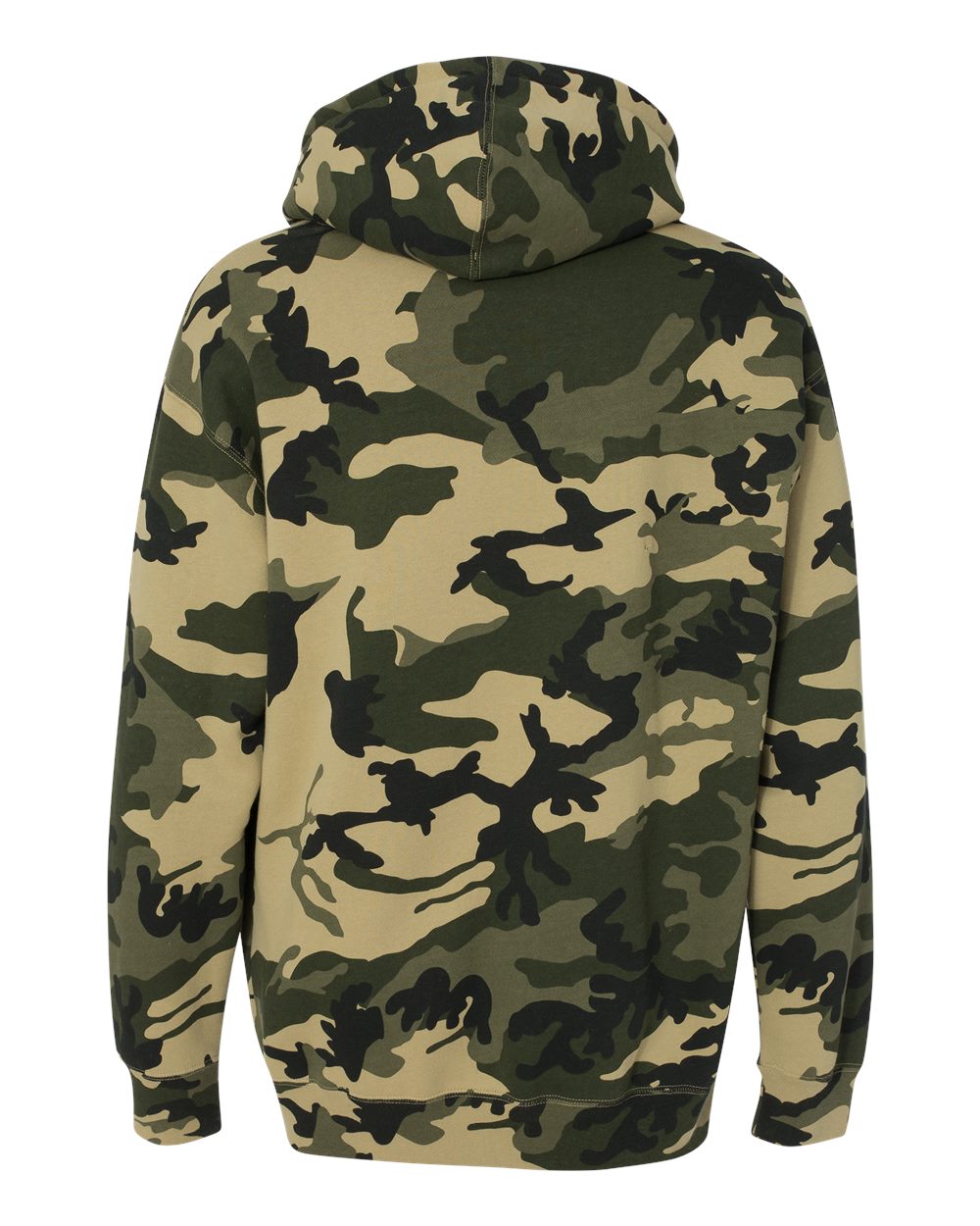 Rear View of Army Camo Heavyweight Hooded Sweatshirt - IND4000
