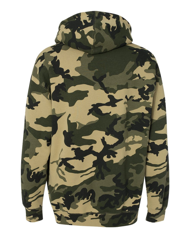 Rear View of Army Camo Heavyweight Hooded Sweatshirt - IND4000