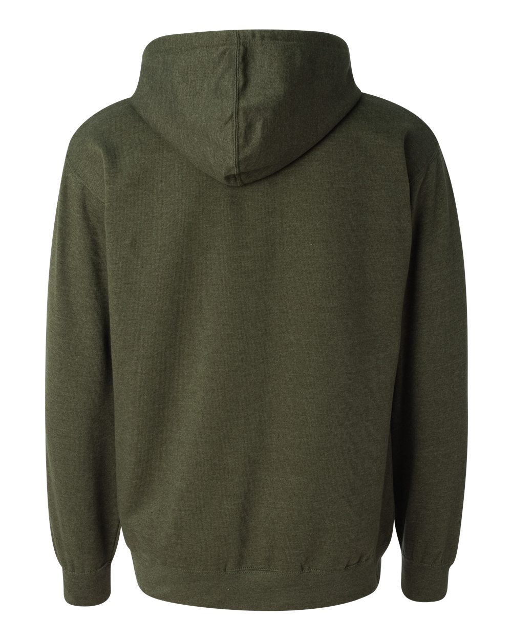 Rear View of Army Heather Midweight Hooded Sweatshirt - SS4500