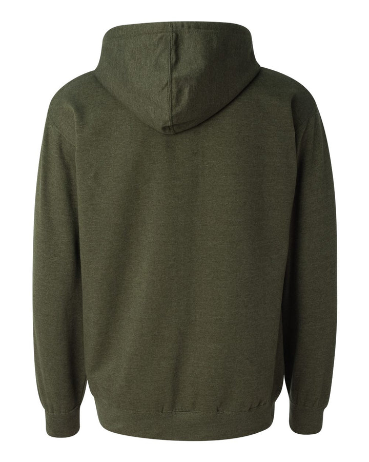 Rear View of Army Heather Midweight Hooded Sweatshirt - SS4500