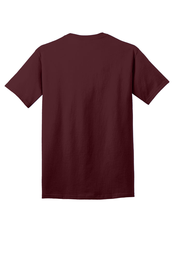 Rear View of Ath Maroon Port & Company - Core Cotton Tee. PC54