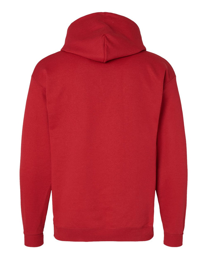 Rear View of Athletic Crimson Ecosmart® Hooded Sweatshirt - P170