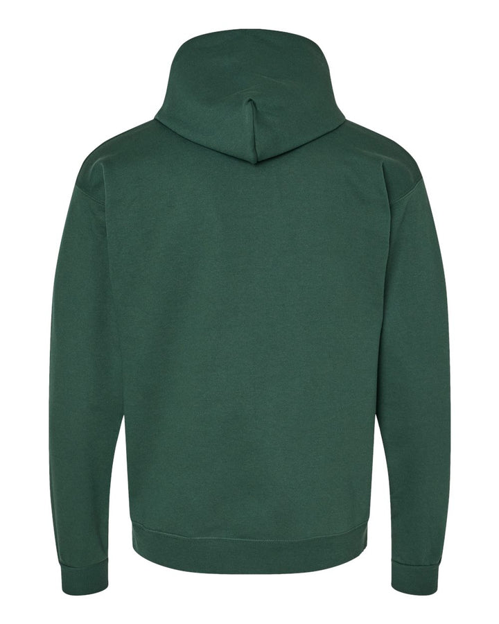 Rear View of Athletic Dark Green Ecosmart® Hooded Sweatshirt - P170
