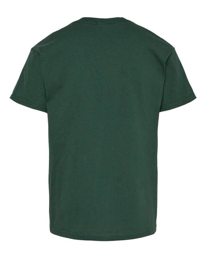 Rear View of Athletic Dark Green Essential-T Youth T-Shirt - 5480