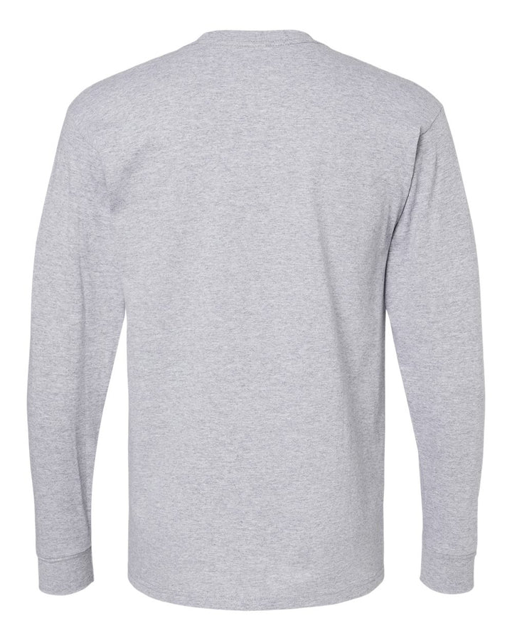 Rear View of Athletic Grey Gold Soft Touch Long Sleeve T-Shirt - 4820