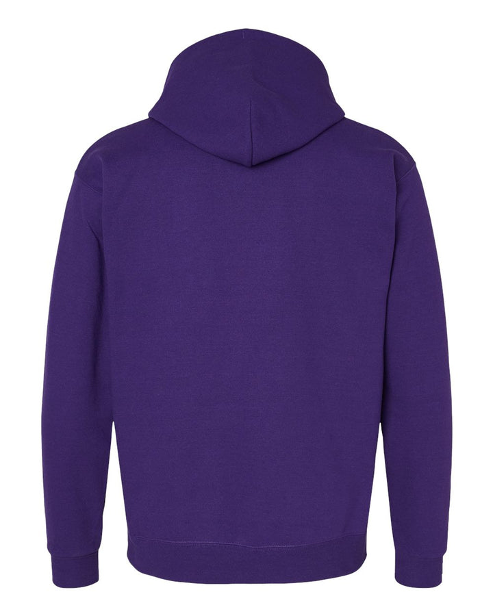 Rear View of Athletic Purple Ecosmart® Hooded Sweatshirt - P170