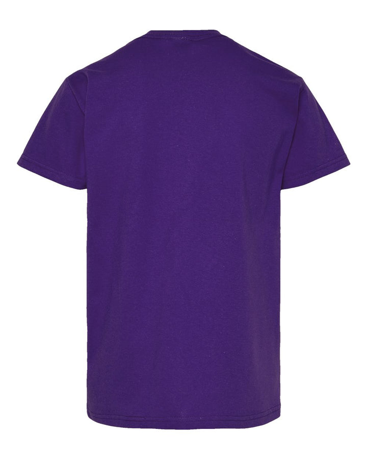Rear View of Athletic Purple Essential-T Youth T-Shirt - 5480