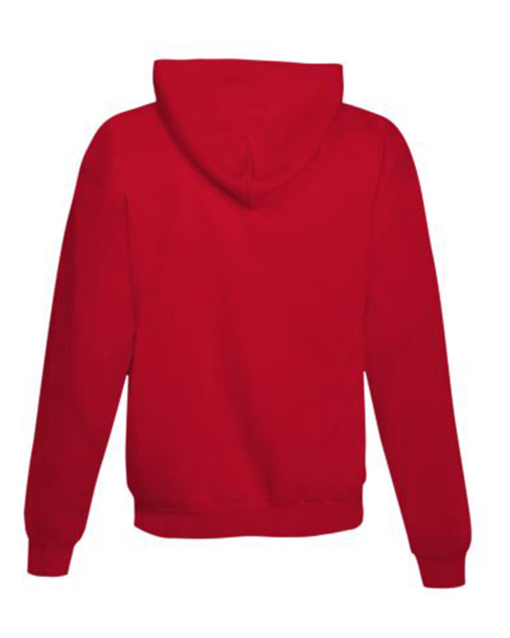 Rear View of Athletic Red Ecosmart® Hooded Sweatshirt - P170