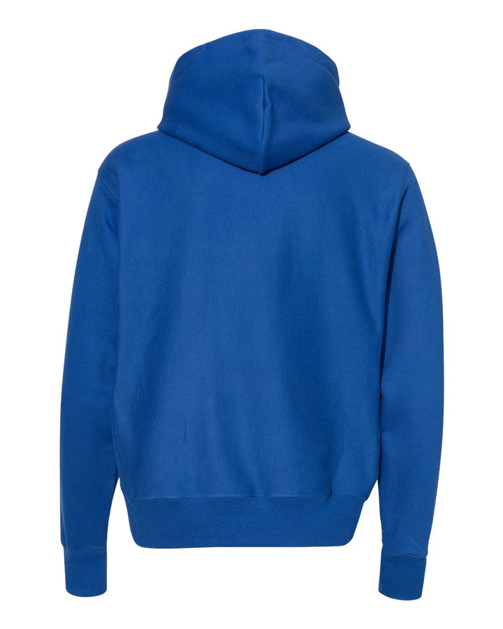 Rear View of Athletic Royal Reverse Weave® Hooded Sweatshirt - S101