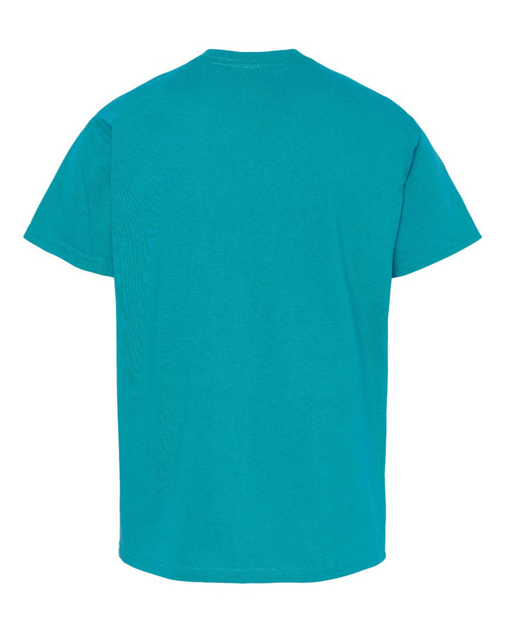Rear View of Athletic Teal Essential-T Youth T-Shirt - 5480