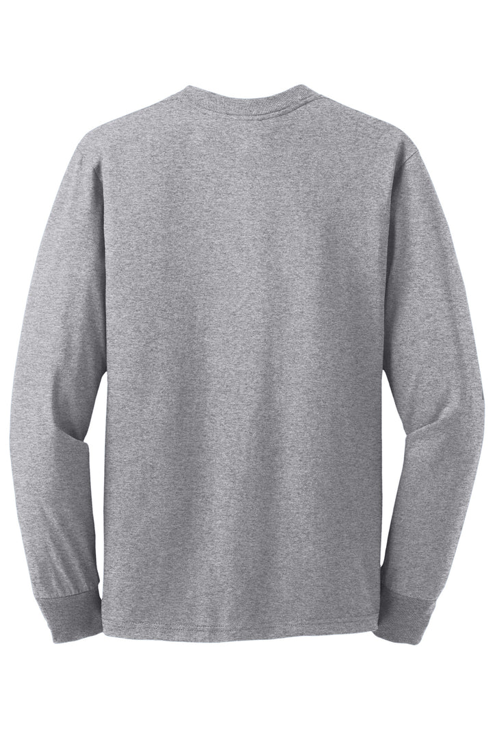 Rear View of AthlHthr Jerzees - Dri-Power 50/50 Cotton/Poly Long Sleeve T-Shirt. 29LS