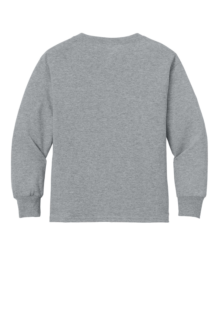 Rear View of AthlHthr Jerzees Youth Dri-Power 50/50 Cotton/Poly Long Sleeve 29BL