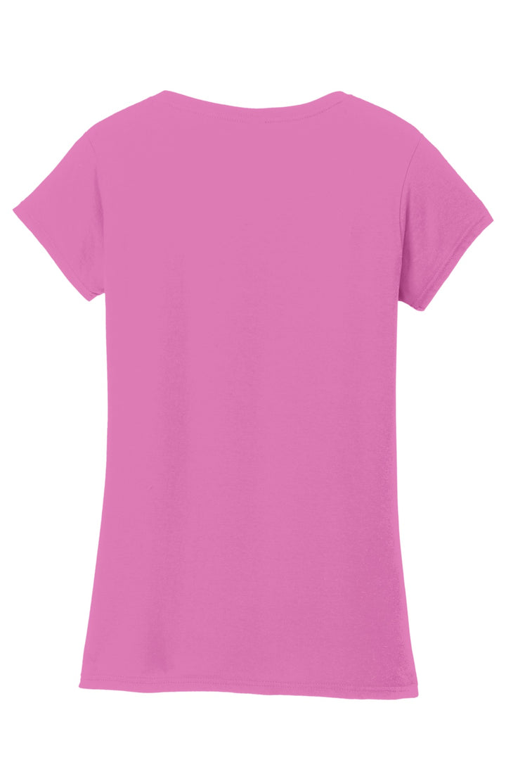 Rear View of Azalea Gildan Softstyle Women's Fit V-Neck T-Shirt. 64V00L