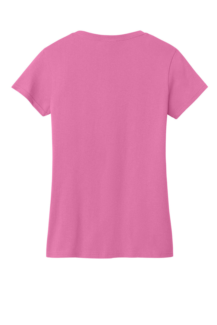 Rear View of Azalea Gildan Women's Heavy Cotton 100% Cotton V-Neck T-Shirt. 5V00L