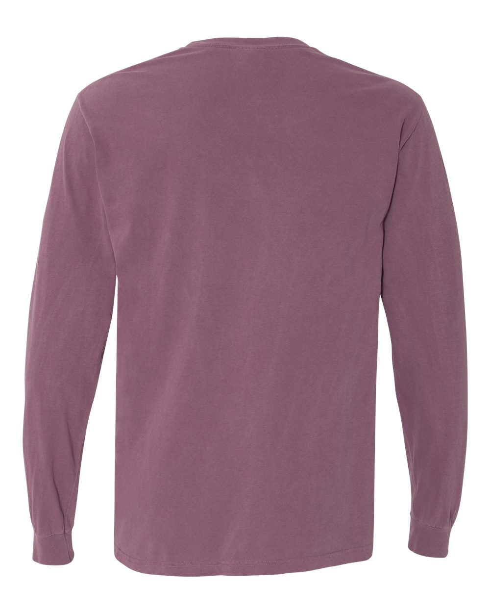 Rear View of Berry Garment-Dyed Heavyweight Long Sleeve T-Shirt - 6014