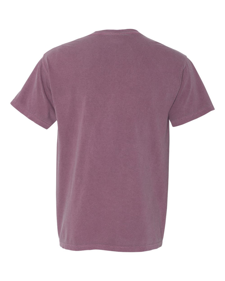 Rear View of Berry Garment-Dyed Heavyweight Pocket T-Shirt - 6030
