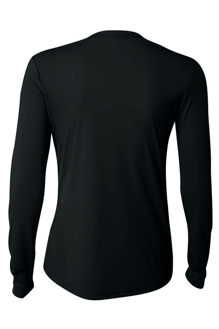 Rear View of Black A4 Women's Cooling Performance Long Sleeve Tee A4NW3002