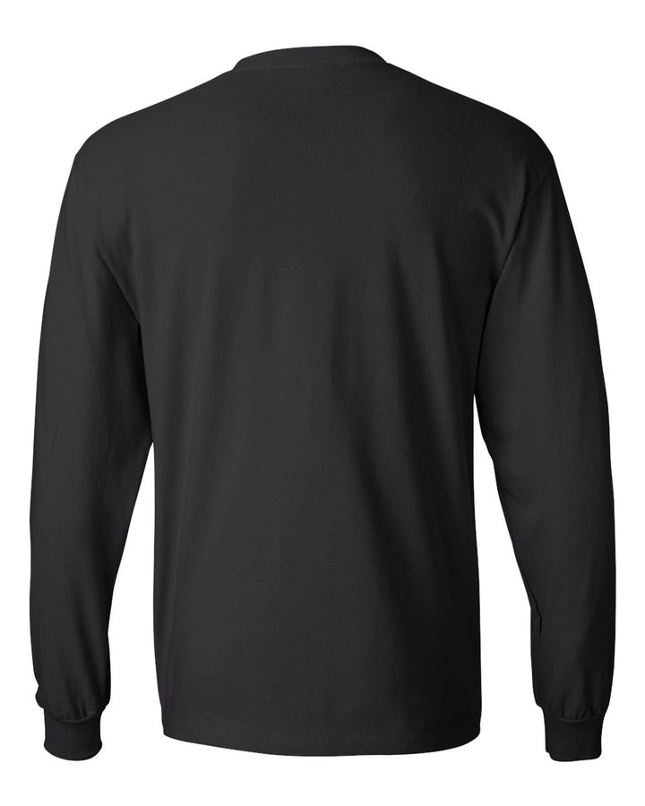 Rear View of Black Beefy-T® Long Sleeve T-Shirt - 5186