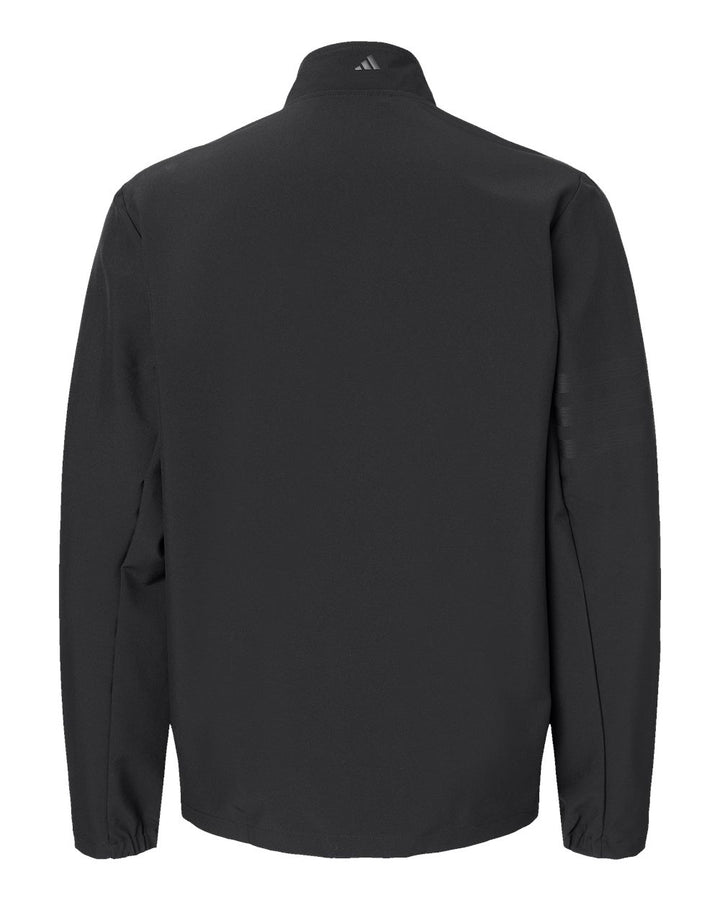 Rear View of Black/ Black 3-Stripes Full-Zip Jacket - A267