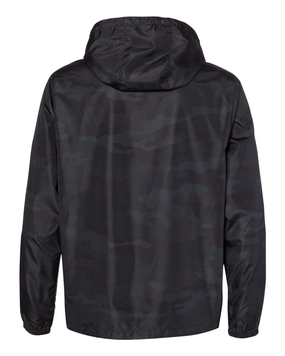 Rear View of Black Camo Lightweight Quarter-Zip Windbreaker Pullover Jacket - EXP54LWP