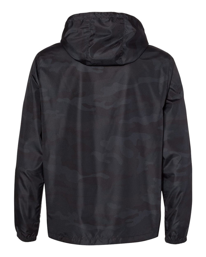 Rear View of Black Camo Lightweight Quarter-Zip Windbreaker Pullover Jacket - EXP54LWP