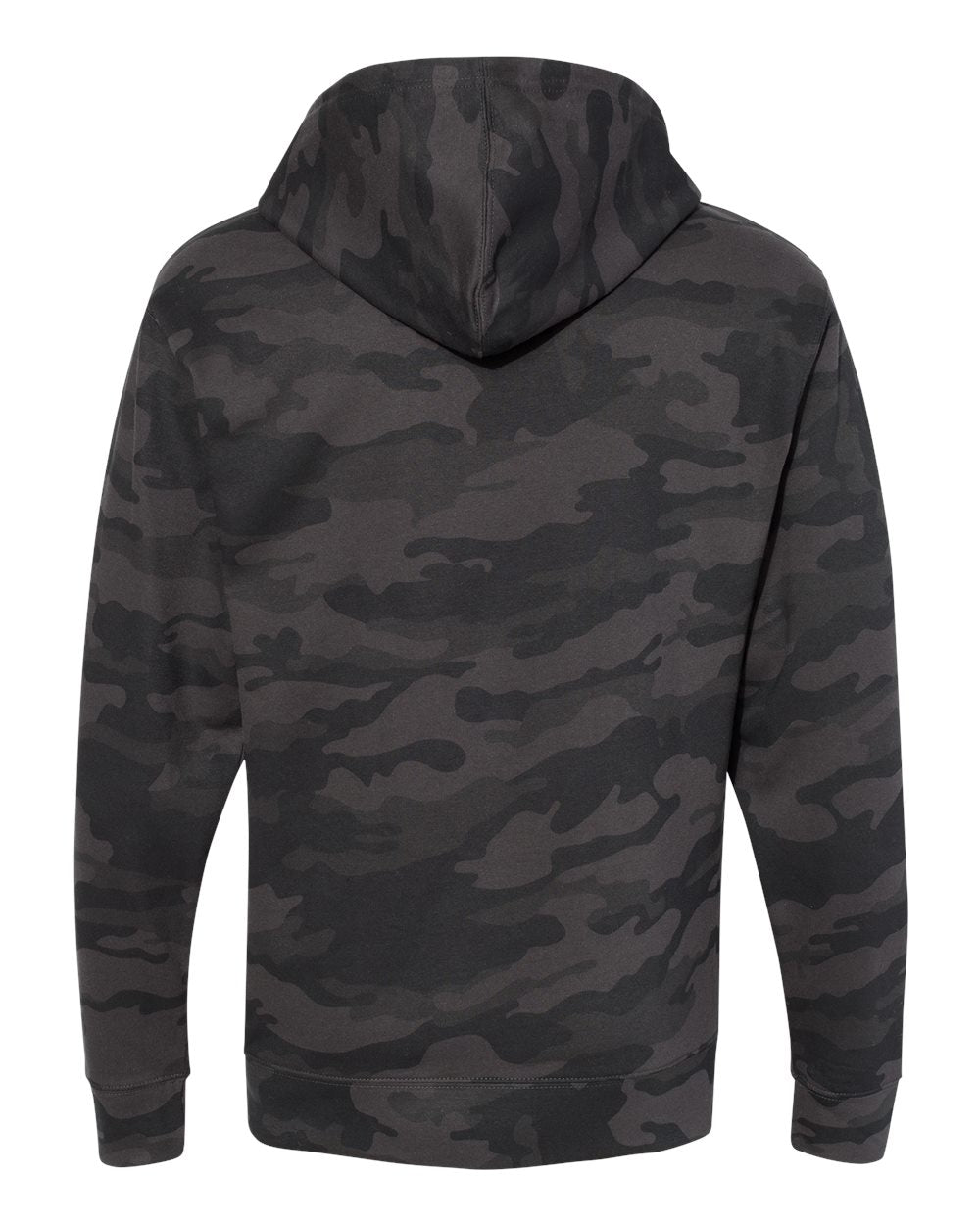Rear View of Black Camo Midweight Hooded Sweatshirt - SS4500