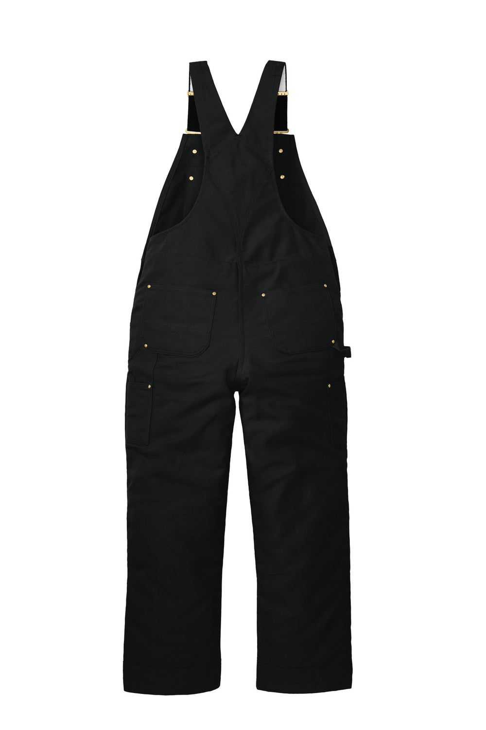 Rear View of Black Carhartt Short Firm Duck Insulated Bib Overalls CTS106672