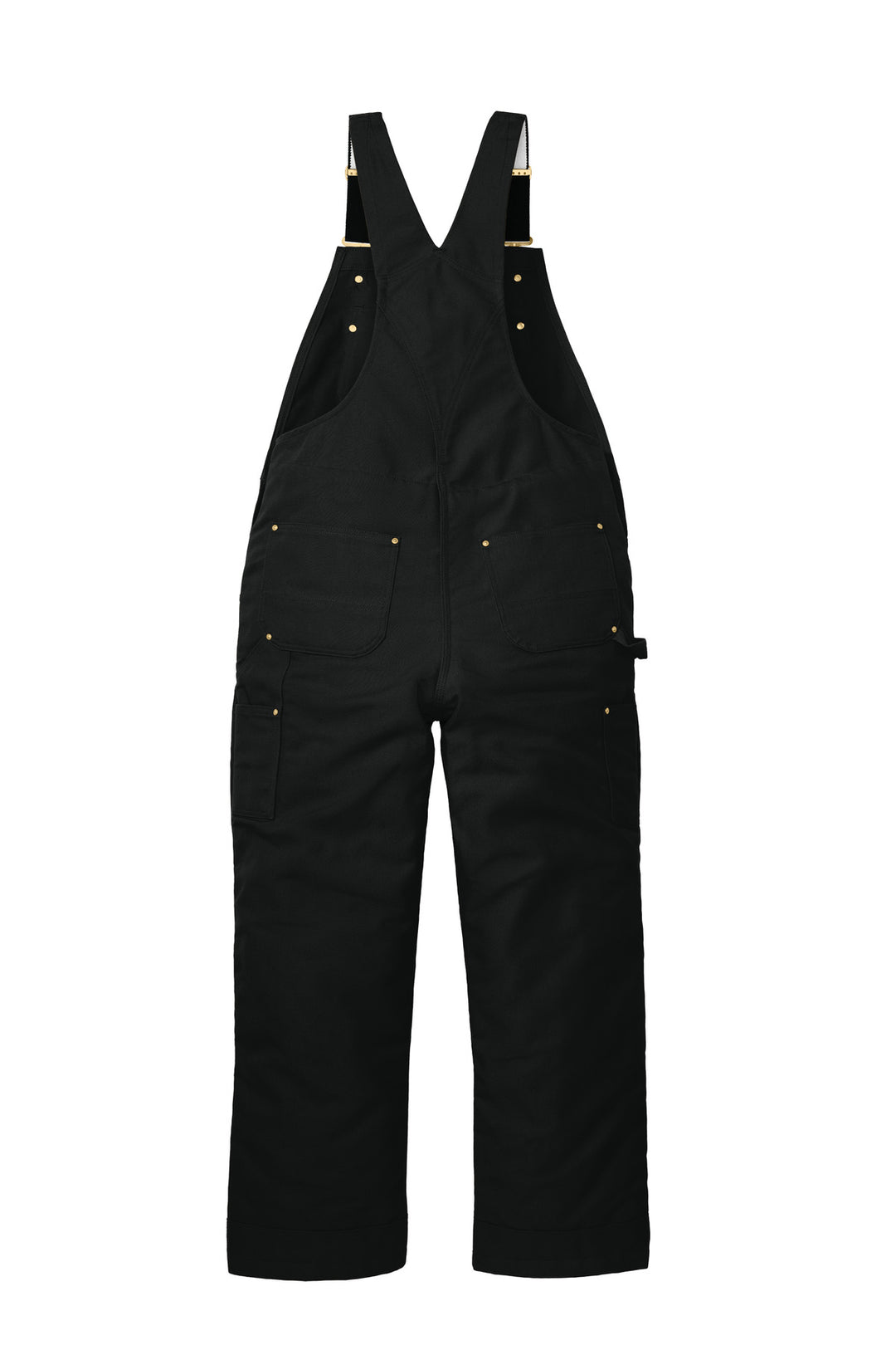 Rear View of Black Carhartt Short Firm Duck Insulated Bib Overalls CTS106672
