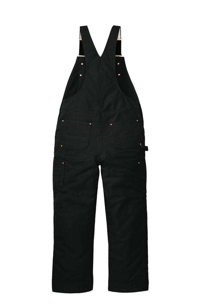 Rear View of Black Carhartt Short Firm Duck Insulated Bib Overalls CTS106672