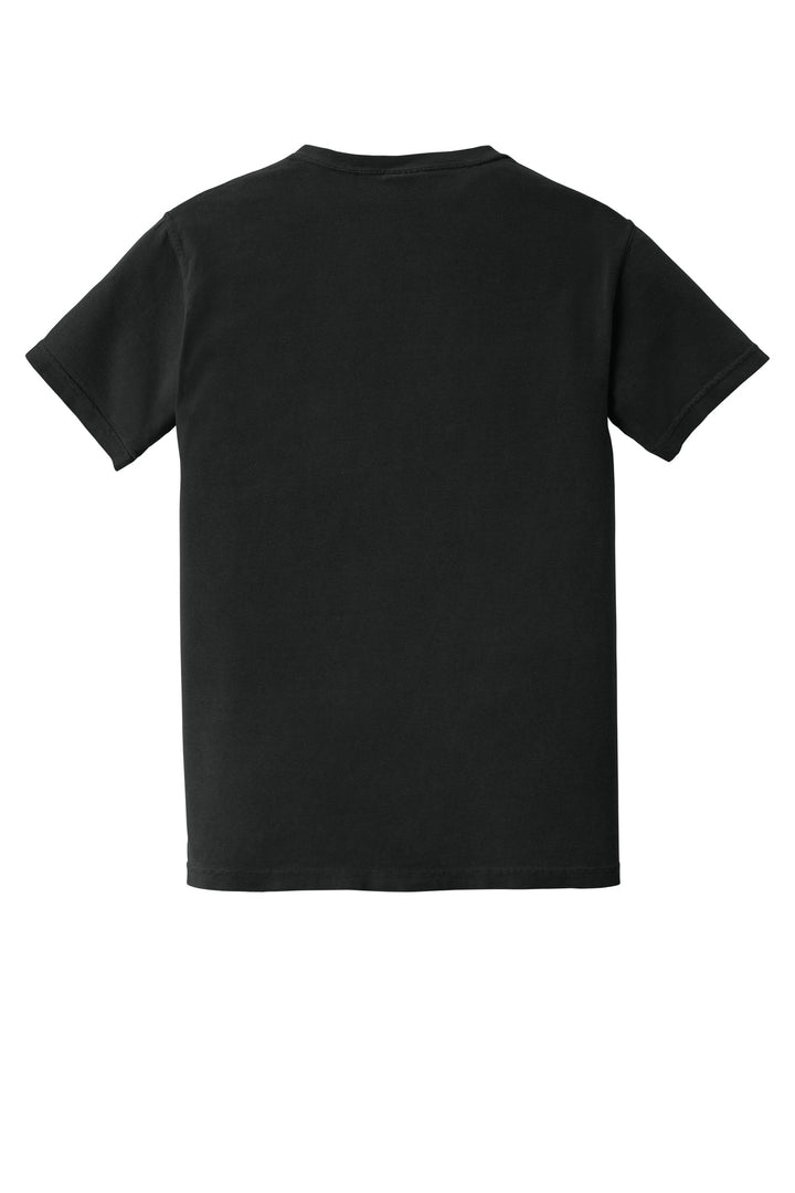 Rear View of Black COMFORT COLORS Heavyweight Ring Spun Pocket Tee. 6030