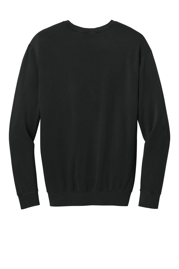 Rear View of Black Comfort Colors Lightweight Crewneck Sweatshirt 1466