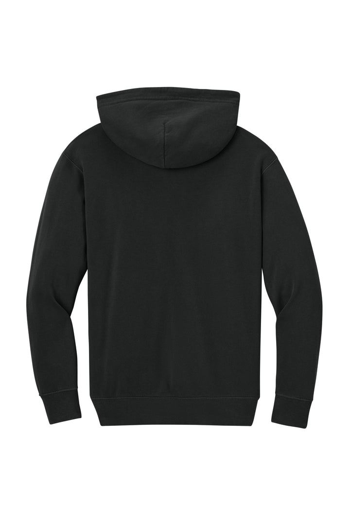 Rear View of Black Comfort Colors Youth Lightweight Hooded Sweatshirt 1467Y
