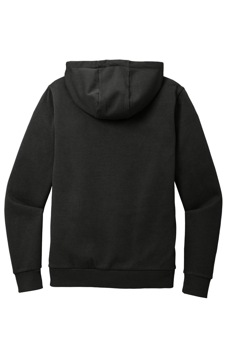 Rear View of Black District Wash Fleece Hoodie DT2200
