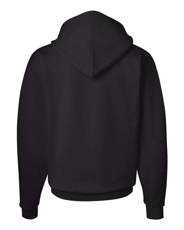 Rear View of Black Ecosmart® Hooded Sweatshirt - P170