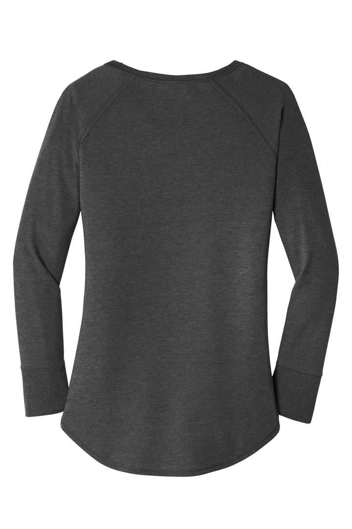 Rear View of Black Frost District Women's Perfect Tri Long Sleeve Tunic Tee. DT132L