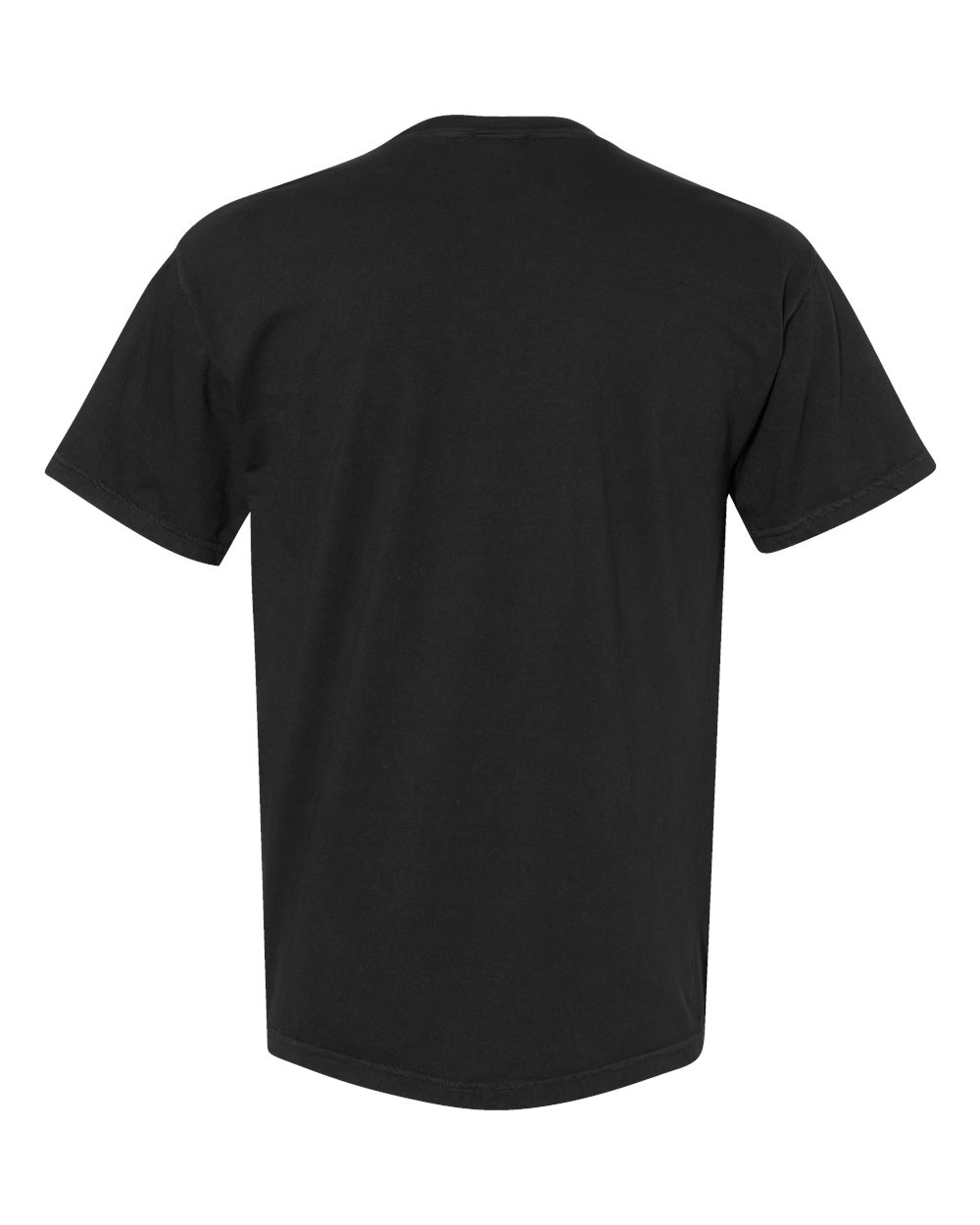Rear View of Black Garment-Dyed Heavyweight Pocket T-Shirt - 6030