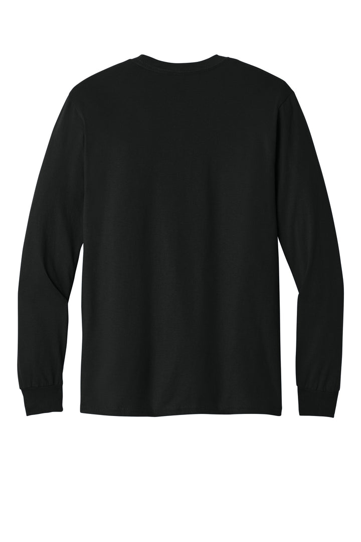 Rear View of Black Gildan - Heavy Cotton 100% Cotton Long Sleeve T-Shirt. 5400
