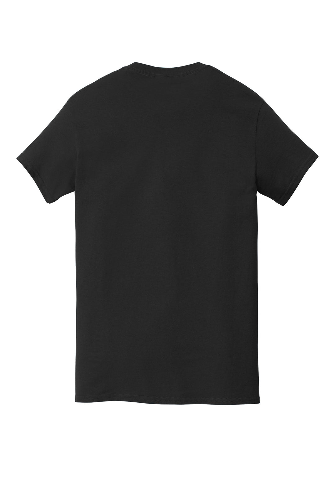 Rear View of Black Gildan Heavy Cotton 100% Cotton Pocket T-Shirt. 5300
