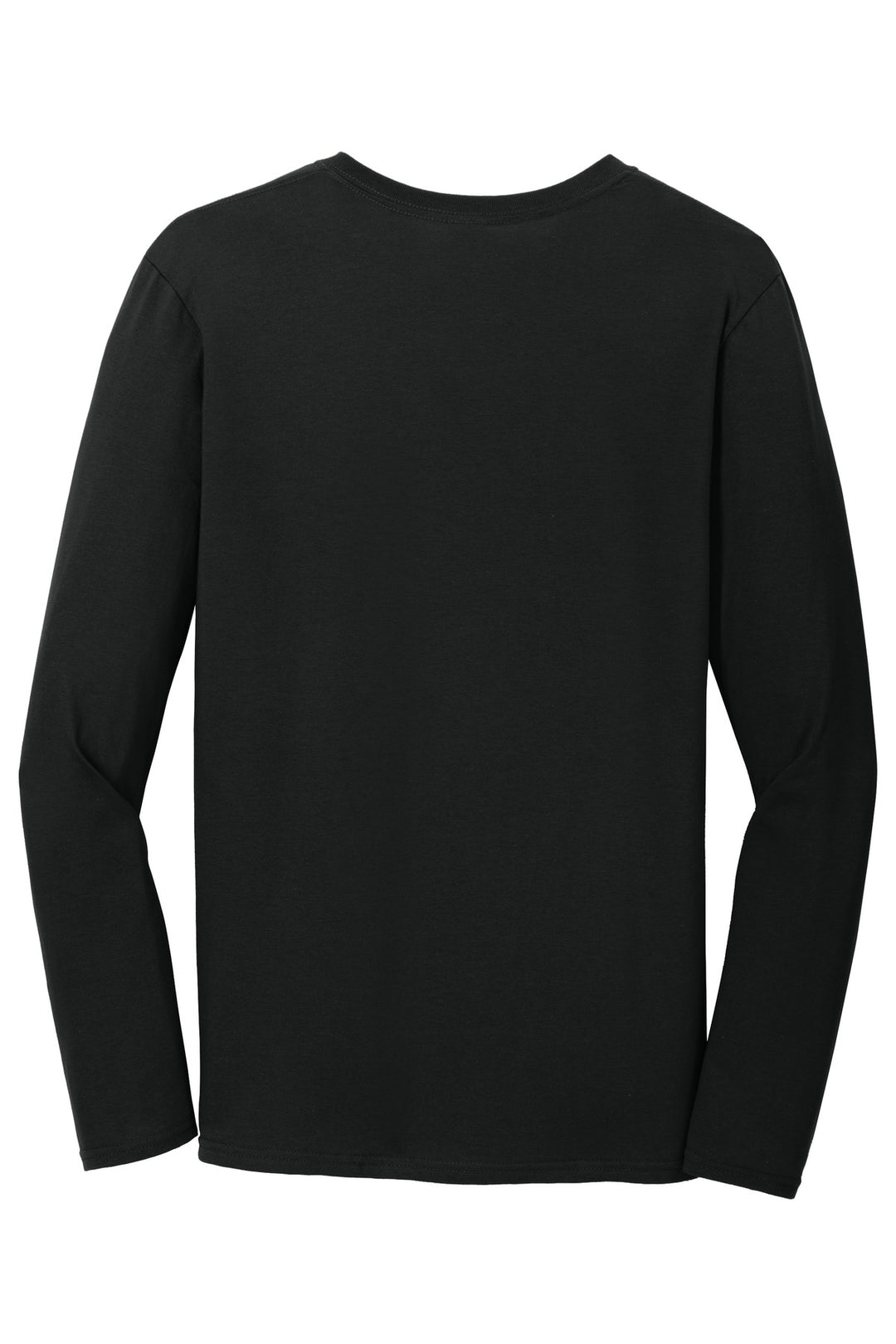 Rear View of Black Gildan Softstyle Long Sleeve T-Shirt. 64400