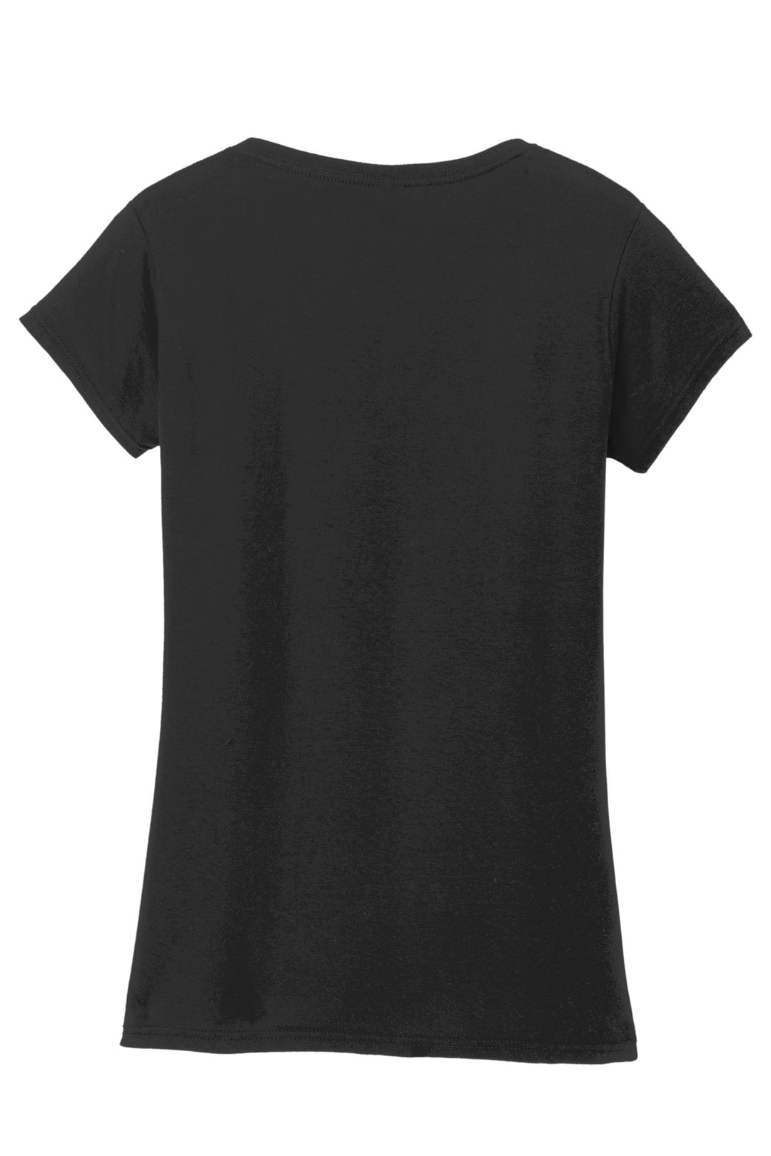 Rear View of Black Gildan Softstyle Women's Fit V-Neck T-Shirt. 64V00L